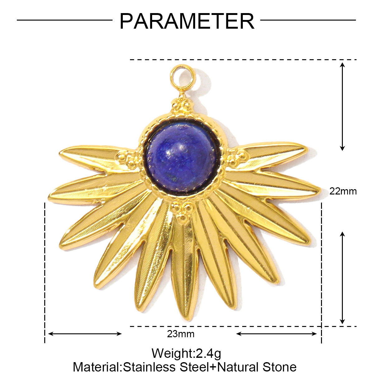 6pcs/pack Wholesale Stainless Steel Natural Stone Hamsa Hand DIY Charms Evil Eye Flower Necklace Pendants Women Star Sun Jewelry