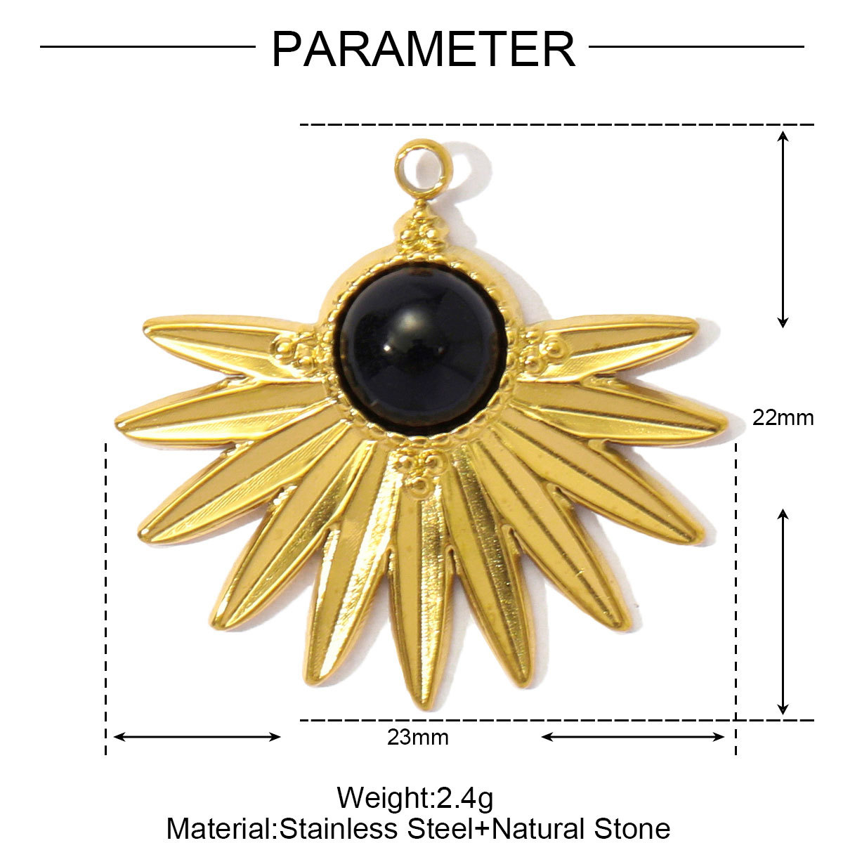 6pcs/pack Wholesale Stainless Steel Natural Stone Hamsa Hand DIY Charms Evil Eye Flower Necklace Pendants Women Star Sun Jewelry