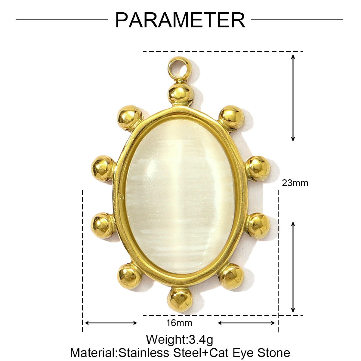 6pcs/pack Wholesale Retro Stainless Steel Cat Eye Stone Heart Sun DIY Charms Waterdrop Necklace Pendants Women Seahorse Jewelry