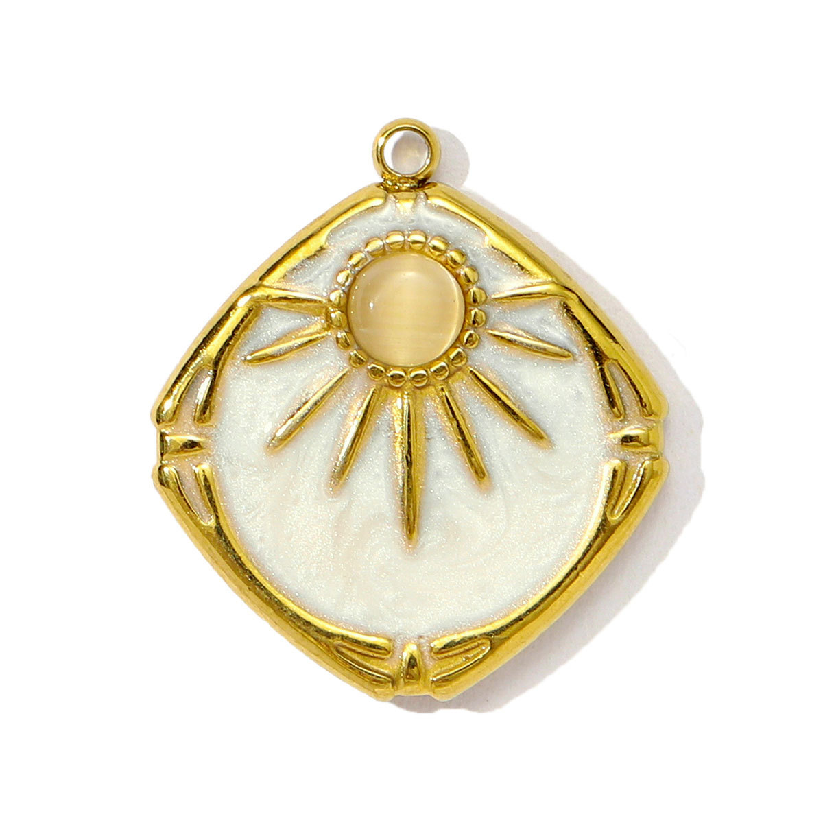 6pcs/pack Wholesale Retro Stainless Steel Cat Eye Stone Heart Sun DIY Charms Waterdrop Necklace Pendants Women Seahorse Jewelry