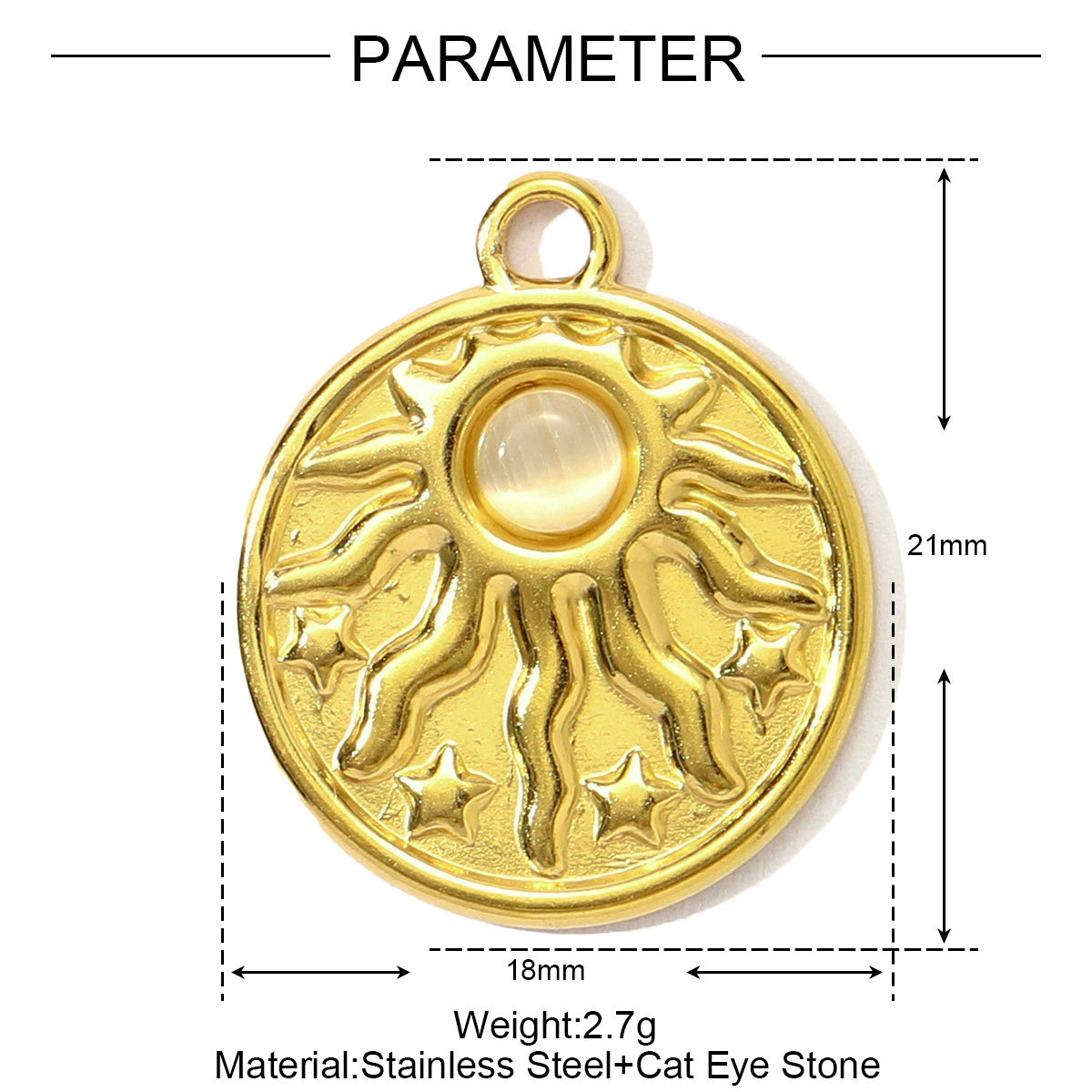 6pcs/pack Wholesale Retro Stainless Steel Cat Eye Stone Heart Sun DIY Charms Waterdrop Necklace Pendants Women Seahorse Jewelry