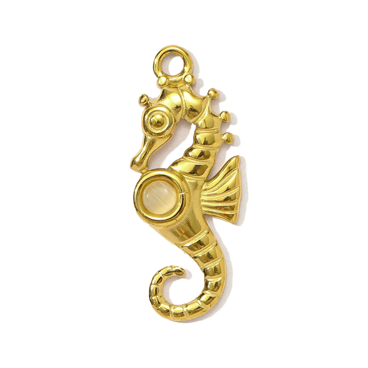 6pcs/pack Wholesale Retro Stainless Steel Cat Eye Stone Heart Sun DIY Charms Waterdrop Necklace Pendants Women Seahorse Jewelry