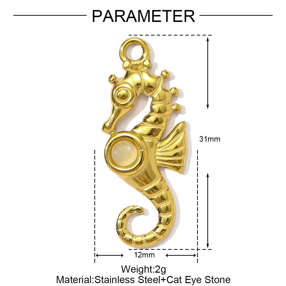6pcs/pack Wholesale Retro Stainless Steel Cat Eye Stone Heart Sun DIY Charms Waterdrop Necklace Pendants Women Seahorse Jewelry