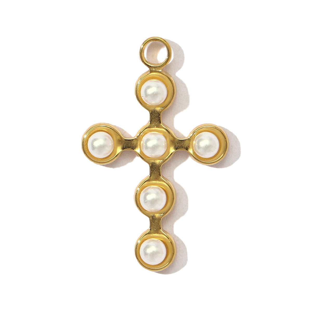 6pcs/pack French Stainless Steel Pearl Cross Flower DIY Earring Charms Boot Conch Necklace Pendants Women Bow Knot Heart Jewelry