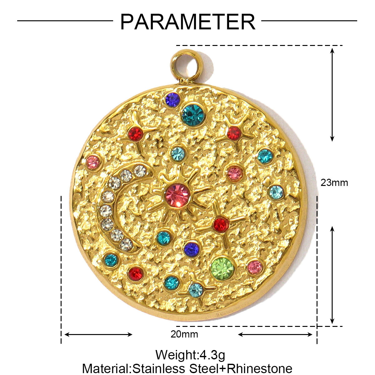 6pcs/pack French Retro Stainless Steel Heart DIY Charms Evil Eye Egyptian Earring Necklace Pendants Women Star Crescent Jewelry