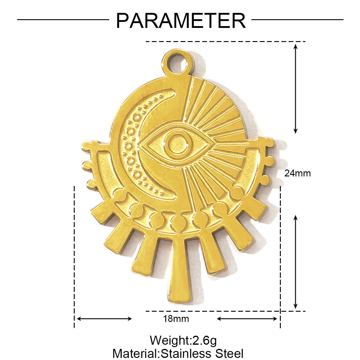 6pcs/pack French Retro Stainless Steel Heart DIY Charms Evil Eye Egyptian Earring Necklace Pendants Women Star Crescent Jewelry