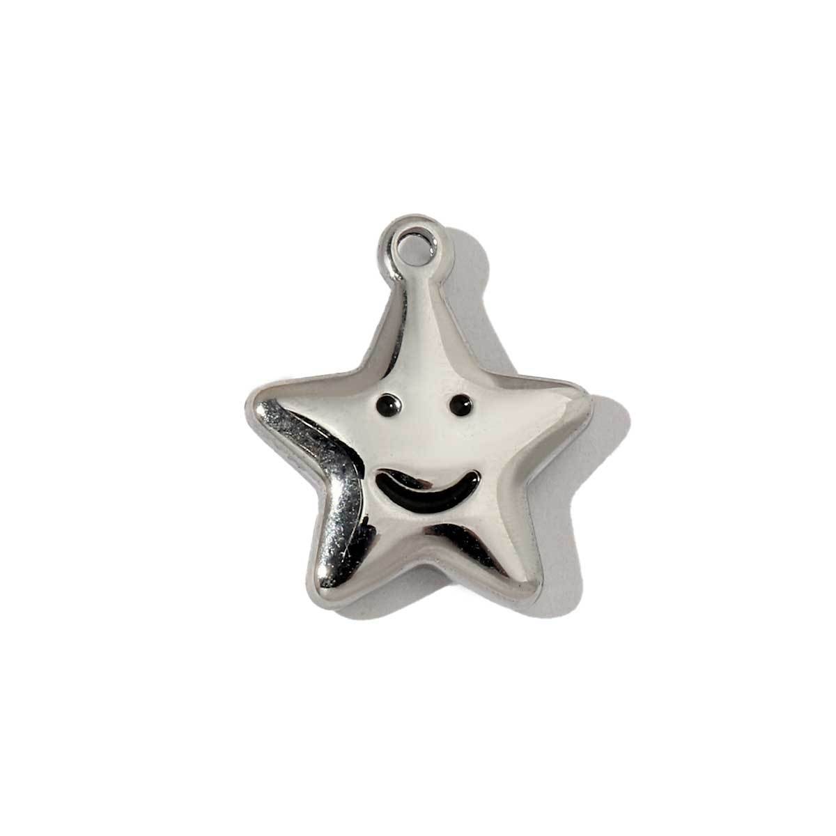 6pcs/pack French Style Stainless Steel Star Tail Love Charms Heart Cross Round Necklace DIY Small Pendant Accessory