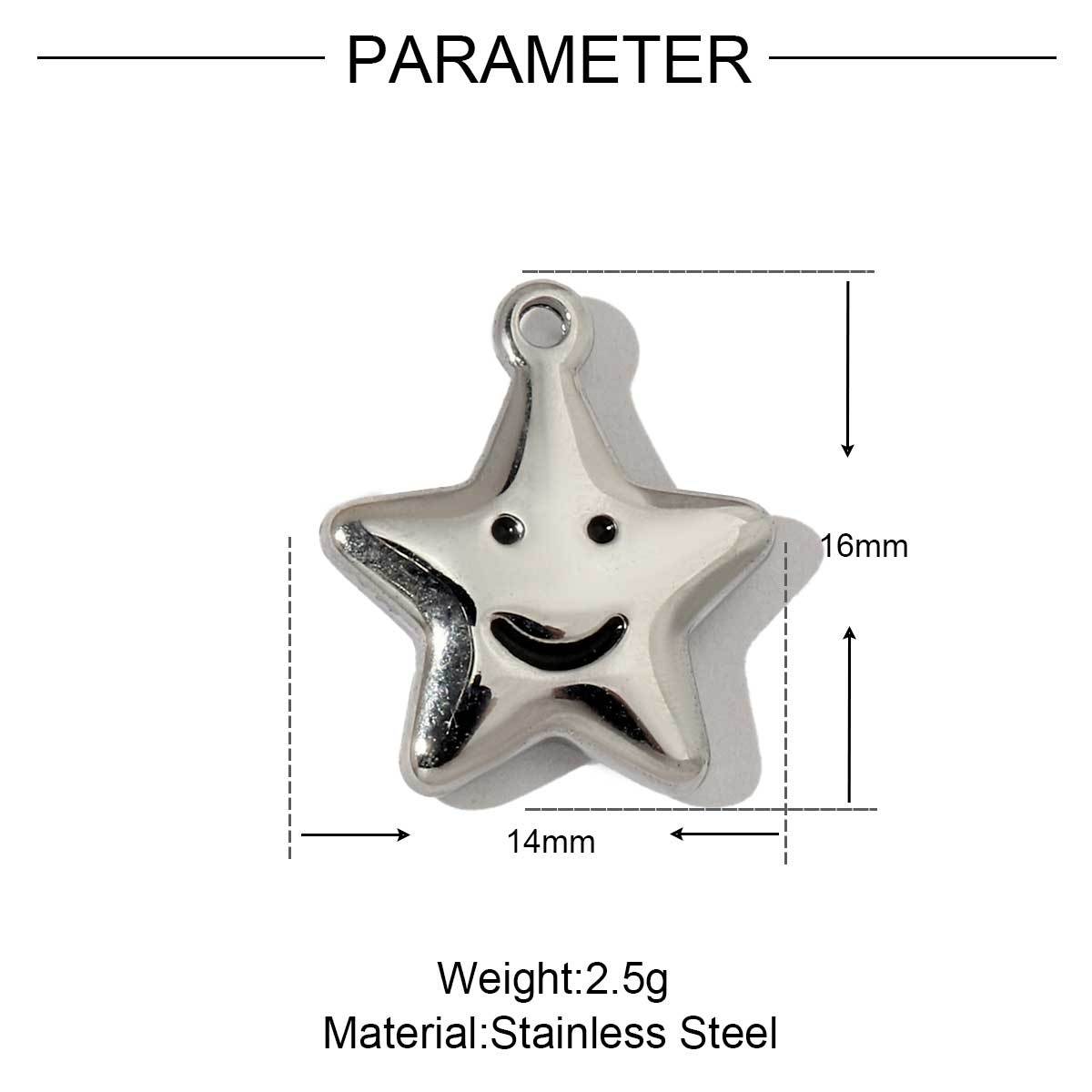 6pcs/pack French Style Stainless Steel Star Tail Love Charms Heart Cross Round Necklace DIY Small Pendant Accessory