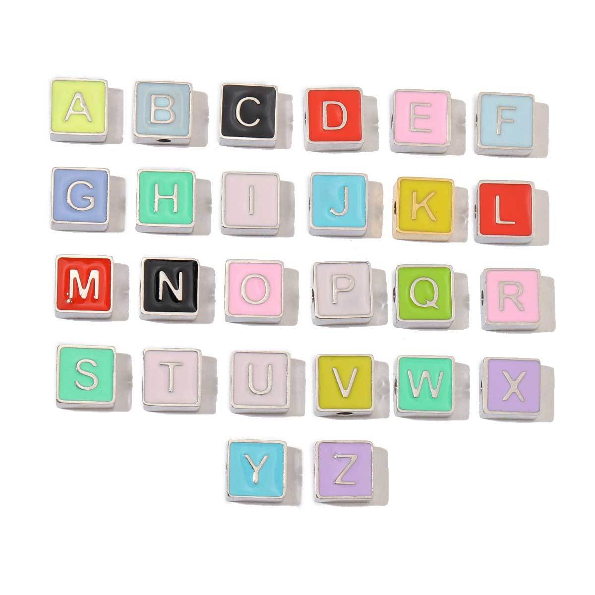 6sets/pack Diy Letter Charms Never Fade Mixed Color A-Z Initial Name Charms For Necklace Bracelet Making Finding Wholesale