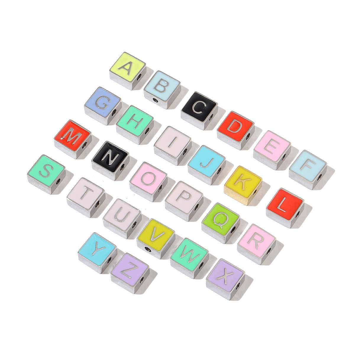 6sets/pack Diy Letter Charms Never Fade Mixed Color A-Z Initial Name Charms For Necklace Bracelet Making Finding Wholesale
