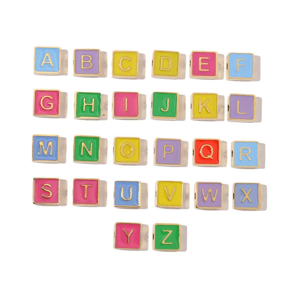 6sets/pack Diy Letter Charms Never Fade Mixed Color A-Z Initial Name Charms For Necklace Bracelet Making Finding Wholesale