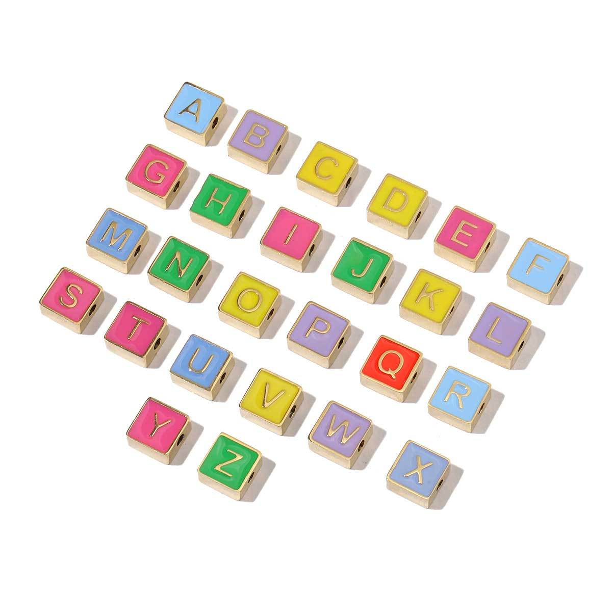 6sets/pack Diy Letter Charms Never Fade Mixed Color A-Z Initial Name Charms For Necklace Bracelet Making Finding Wholesale