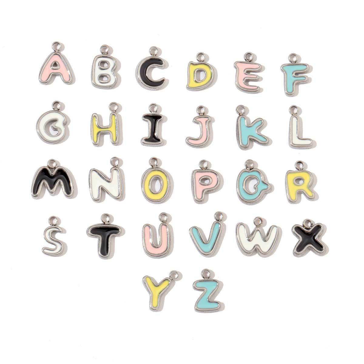 6sets/pack Diy Letter Charms Never Fade Mixed Color A-Z Initial Name Charms For Necklace Bracelet Making Finding Wholesale