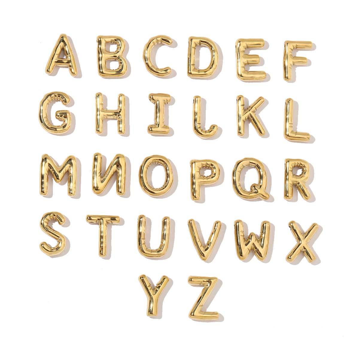 6pcs/pack A-Z Name Letter Stainless Steel DIY Charms Women Alphabet Necklace Pendant Wholesale Gold Color Earring Jewelry
