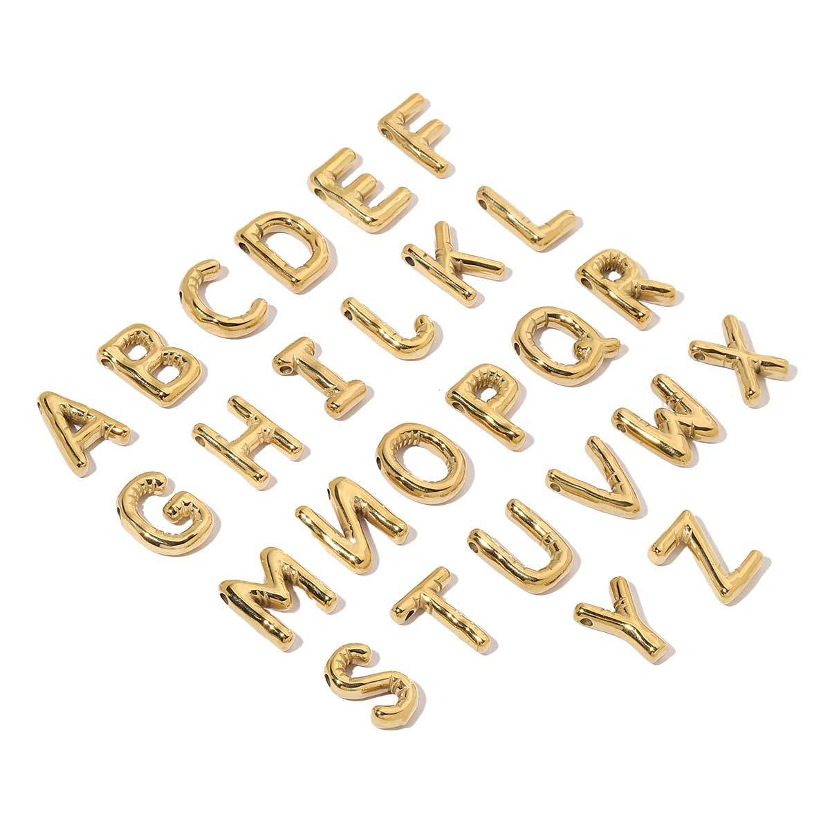 6pcs/pack A-Z Name Letter Stainless Steel DIY Charms Women Alphabet Necklace Pendant Wholesale Gold Color Earring Jewelry