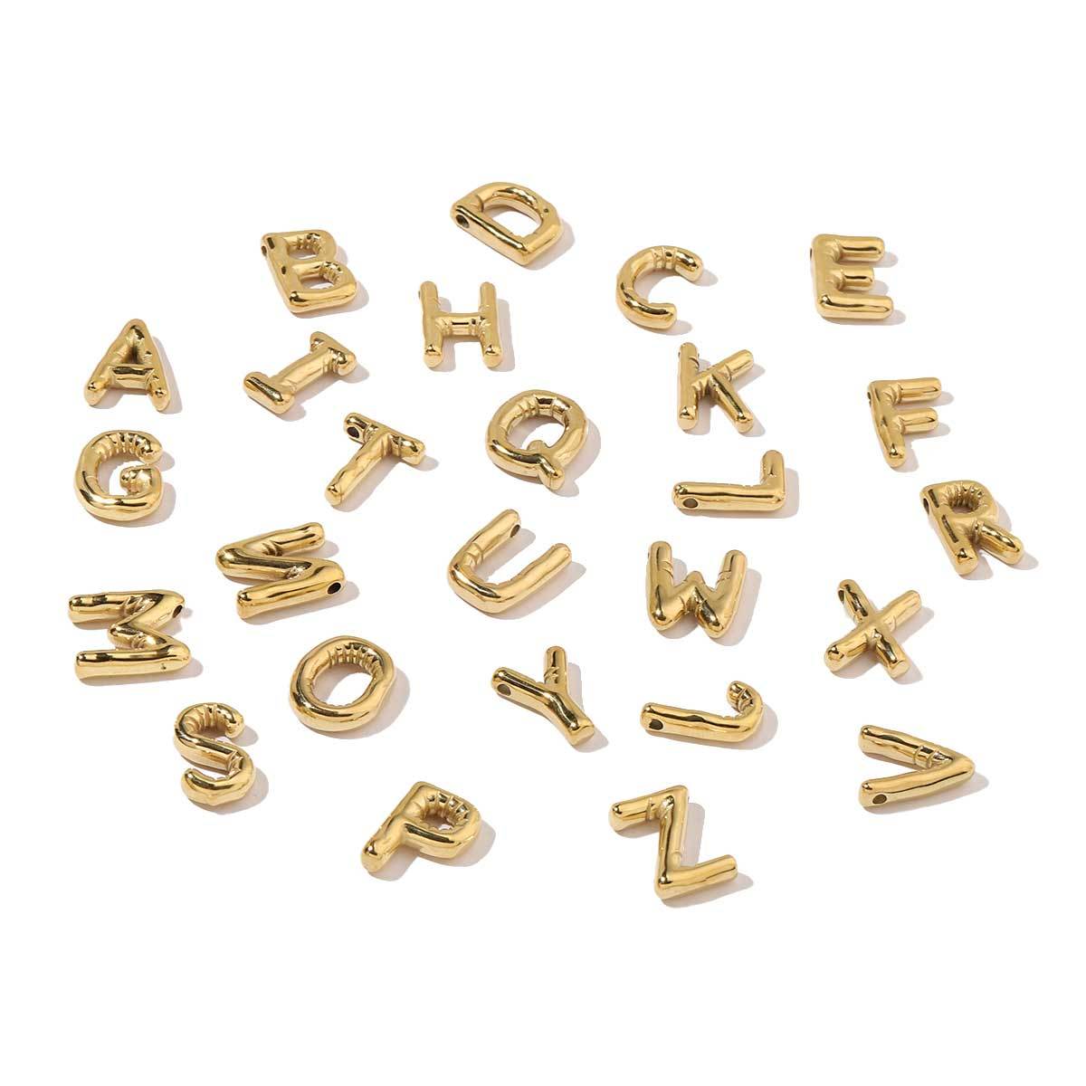 6pcs/pack A-Z Name Letter Stainless Steel DIY Charms Women Alphabet Necklace Pendant Wholesale Gold Color Earring Jewelry