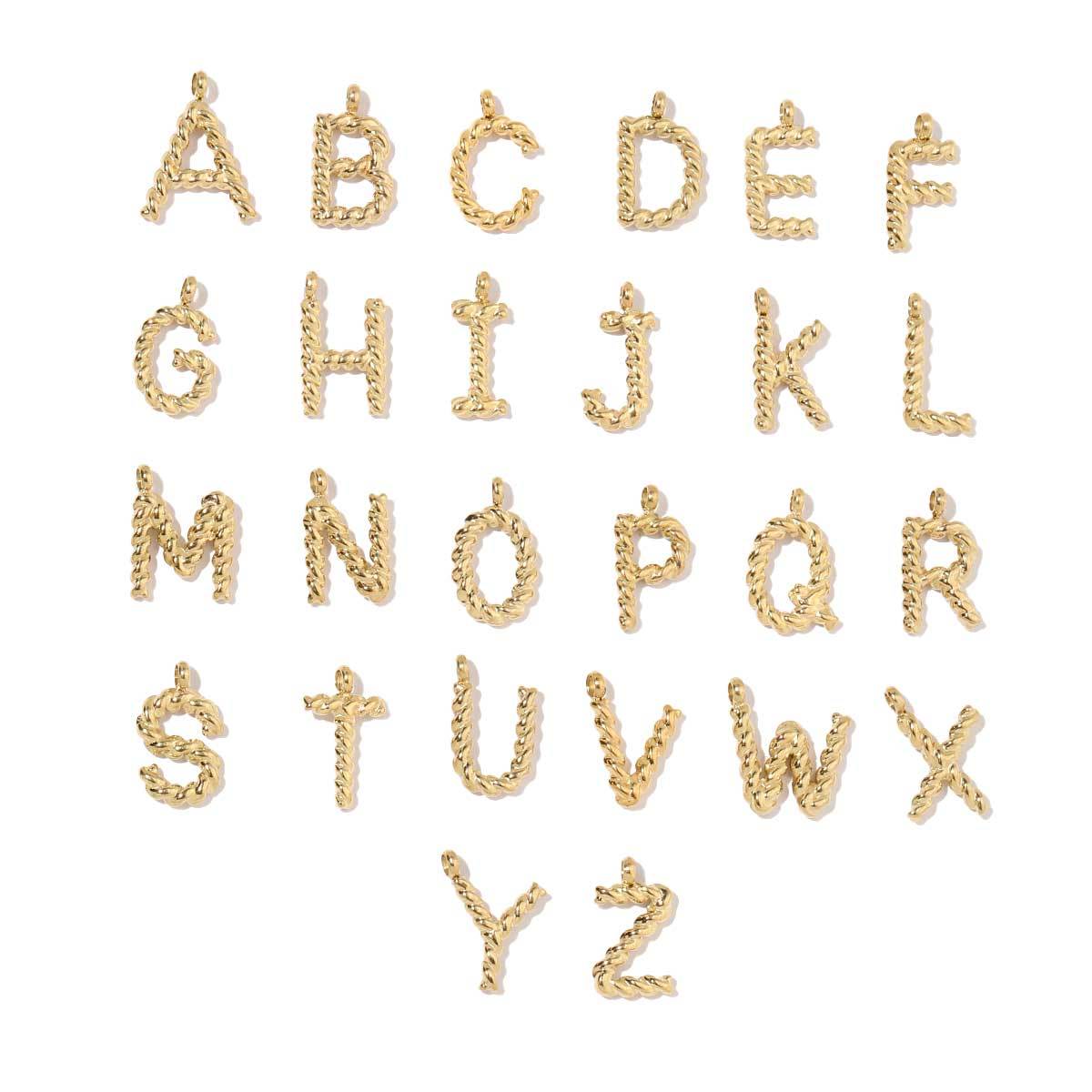 6pcs/pack Stainless Steel Real Gold Color Plated Thread A-Z Letters Initial Name Charms For DIY Necklace Making Accessory