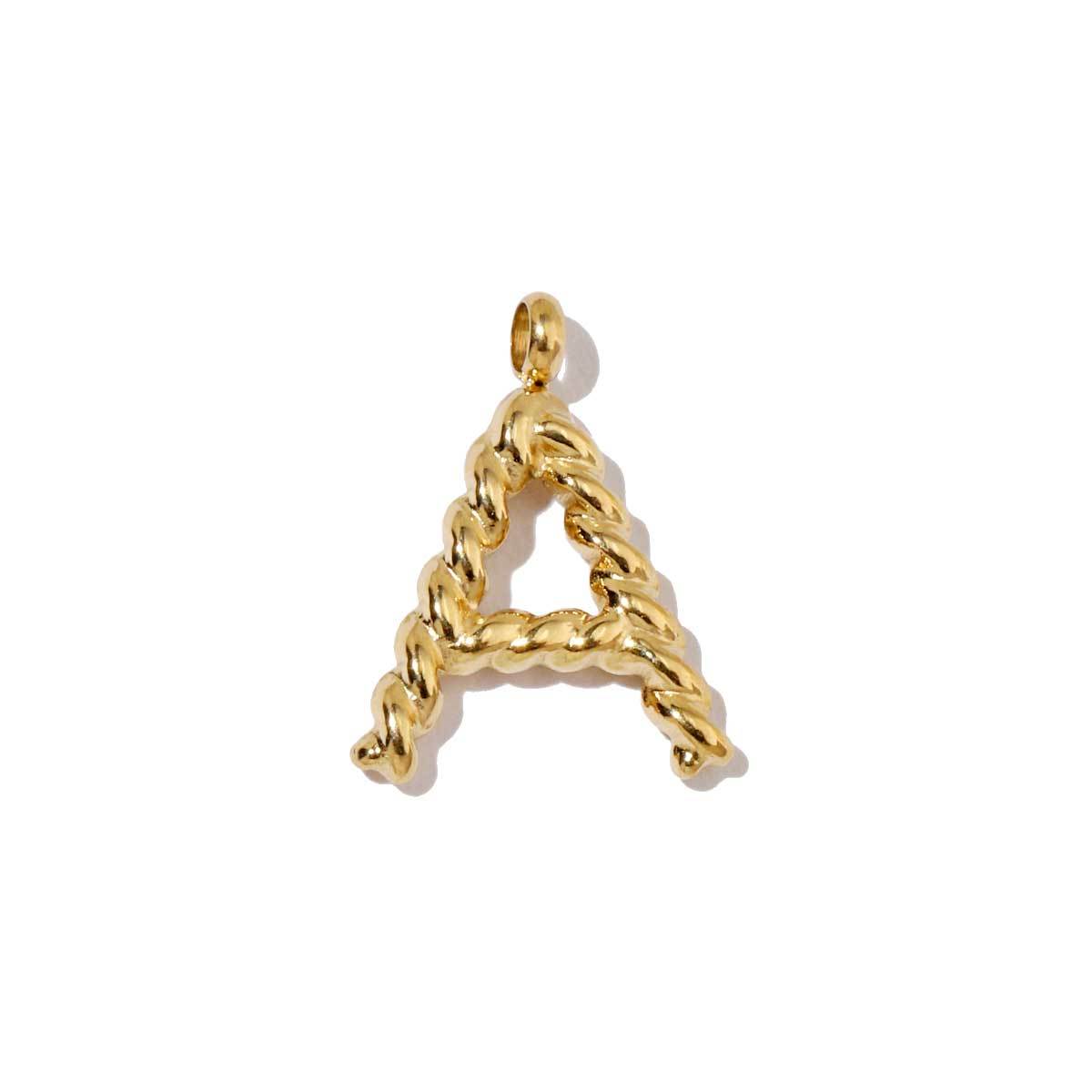 6pcs/pack Stainless Steel Real Gold Color Plated Thread A-Z Letters Initial Name Charms For DIY Necklace Making Accessory