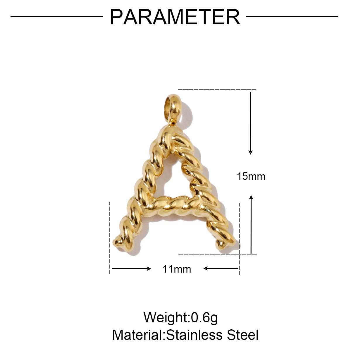 6pcs/pack Stainless Steel Real Gold Color Plated Thread A-Z Letters Initial Name Charms For DIY Necklace Making Accessory
