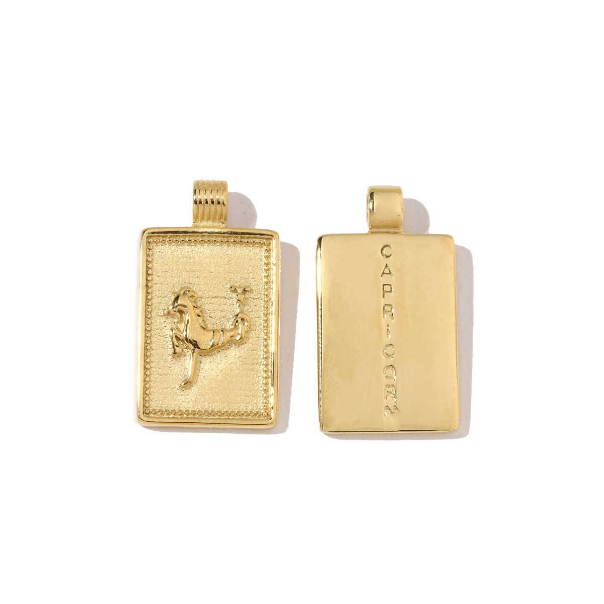 6pcs/pack Stainless Steel 18k Gold Plated Color Square Shaped Zodiac Charms Of DIY Necklace Making Pendants