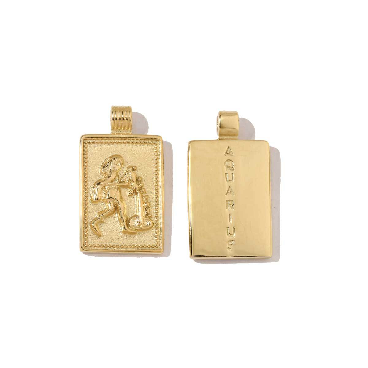 6pcs/pack Stainless Steel 18k Gold Plated Color Square Shaped Zodiac Charms Of DIY Necklace Making Pendants