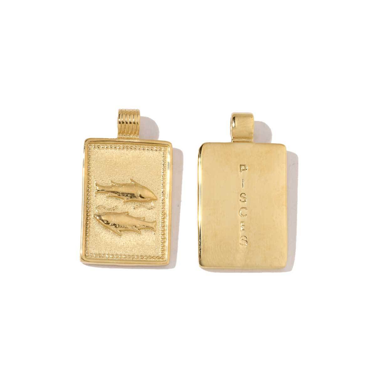 6pcs/pack Stainless Steel 18k Gold Plated Color Square Shaped Zodiac Charms Of DIY Necklace Making Pendants