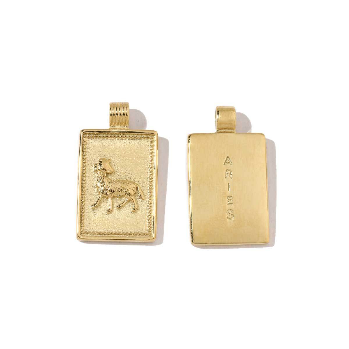 6pcs/pack Stainless Steel 18k Gold Plated Color Square Shaped Zodiac Charms Of DIY Necklace Making Pendants