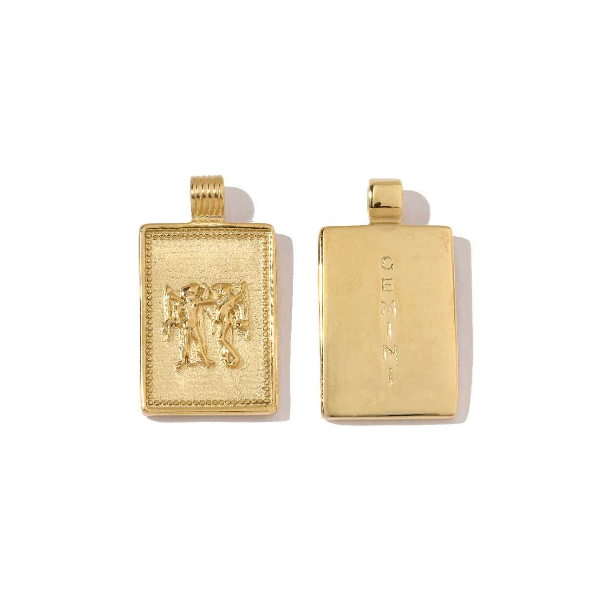 6pcs/pack Stainless Steel 18k Gold Plated Color Square Shaped Zodiac Charms Of DIY Necklace Making Pendants