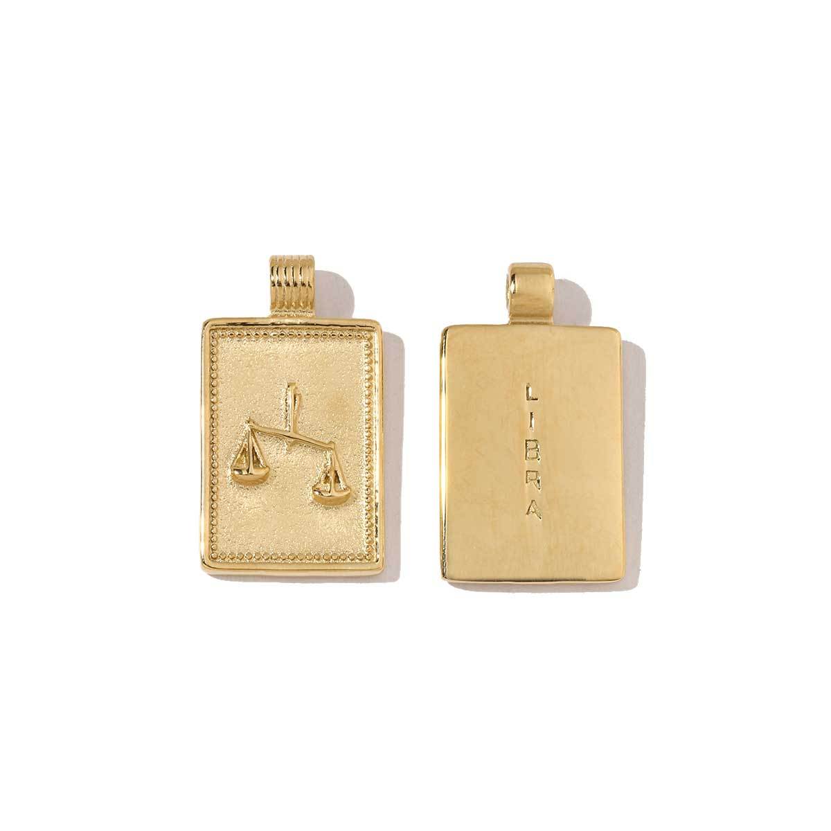 6pcs/pack Stainless Steel 18k Gold Plated Color Square Shaped Zodiac Charms Of DIY Necklace Making Pendants