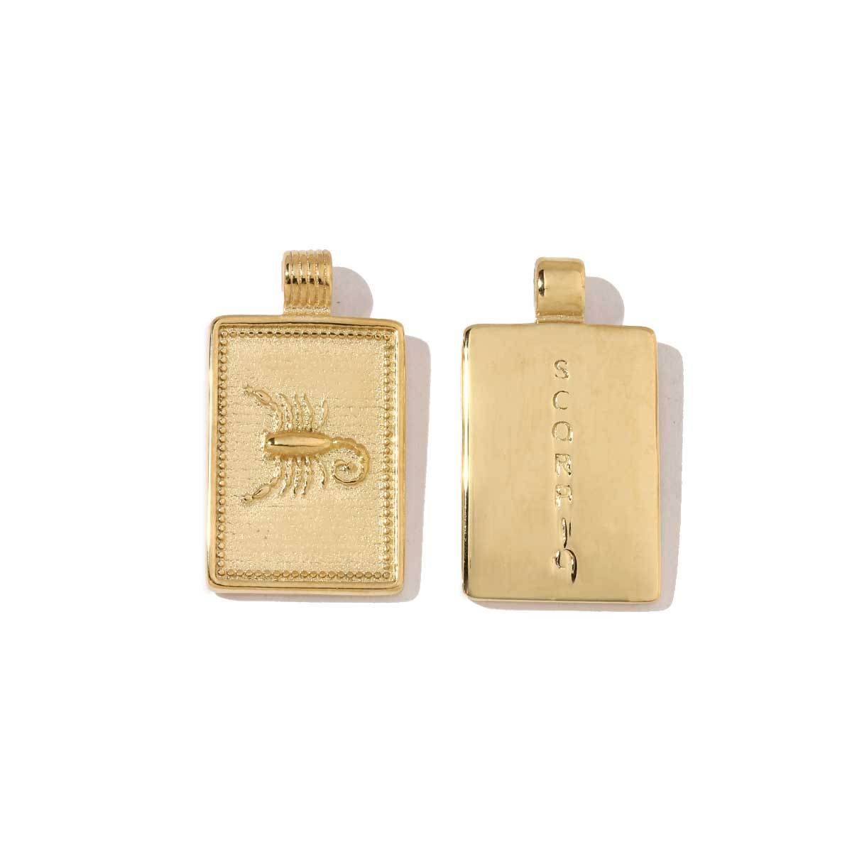 6pcs/pack Stainless Steel 18k Gold Plated Color Square Shaped Zodiac Charms Of DIY Necklace Making Pendants
