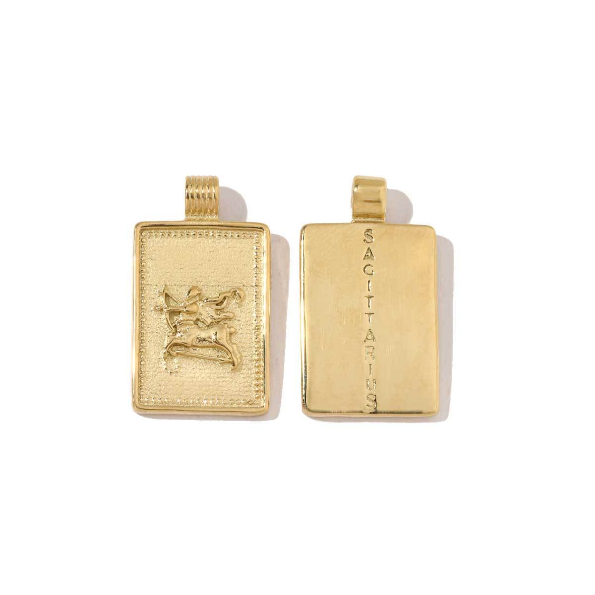 6pcs/pack Stainless Steel 18k Gold Plated Color Square Shaped Zodiac Charms Of DIY Necklace Making Pendants