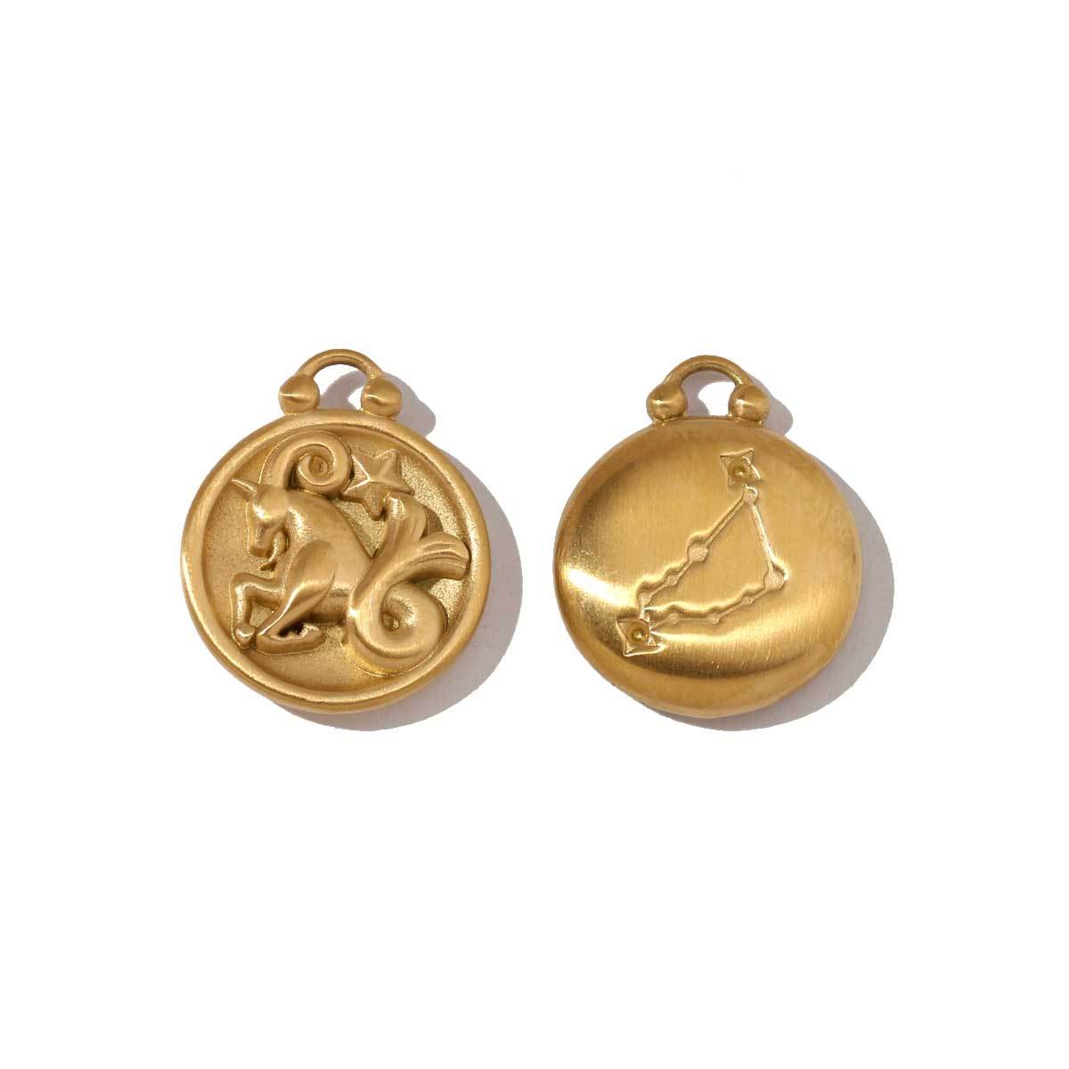 6pcs/pack Stainless Steel 18k Gold Color Round Twelve Zodiac Sagittarius Pendants For Necklace Making DIY Accessory