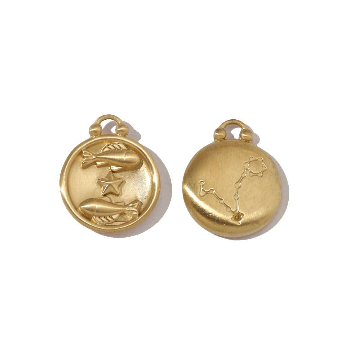 6pcs/pack Stainless Steel 18k Gold Color Round Twelve Zodiac Sagittarius Pendants For Necklace Making DIY Accessory