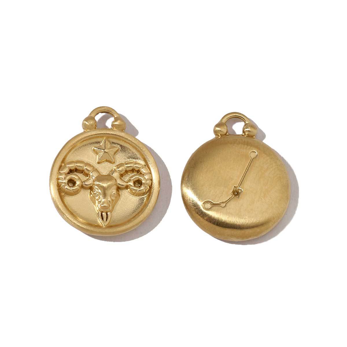 6pcs/pack Stainless Steel 18k Gold Color Round Twelve Zodiac Sagittarius Pendants For Necklace Making DIY Accessory