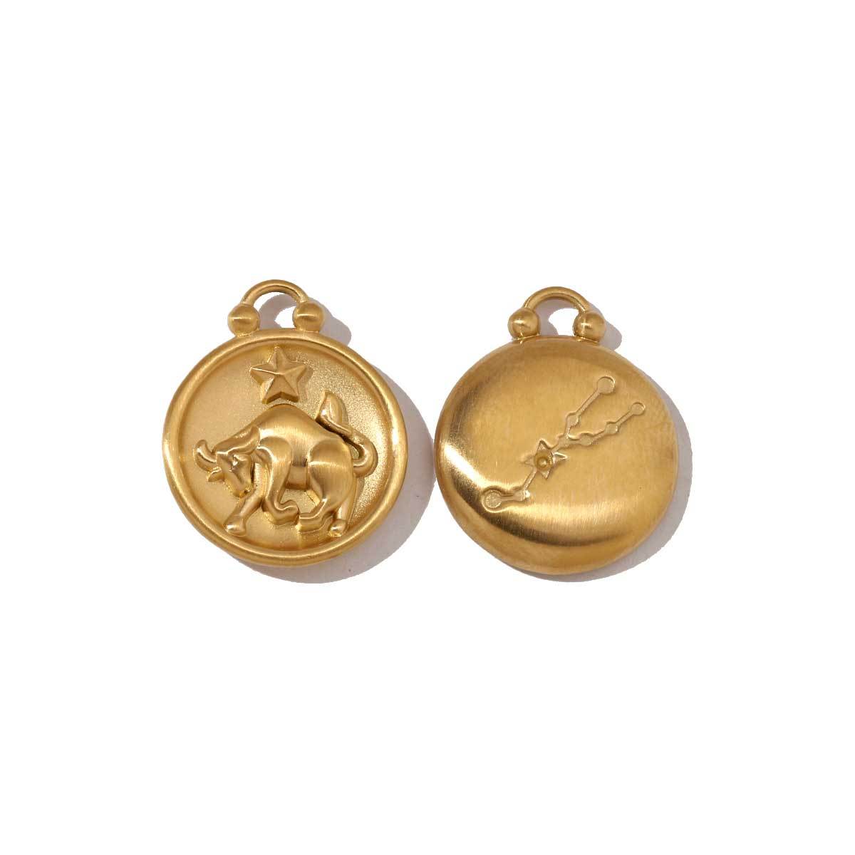 6pcs/pack Stainless Steel 18k Gold Color Round Twelve Zodiac Sagittarius Pendants For Necklace Making DIY Accessory
