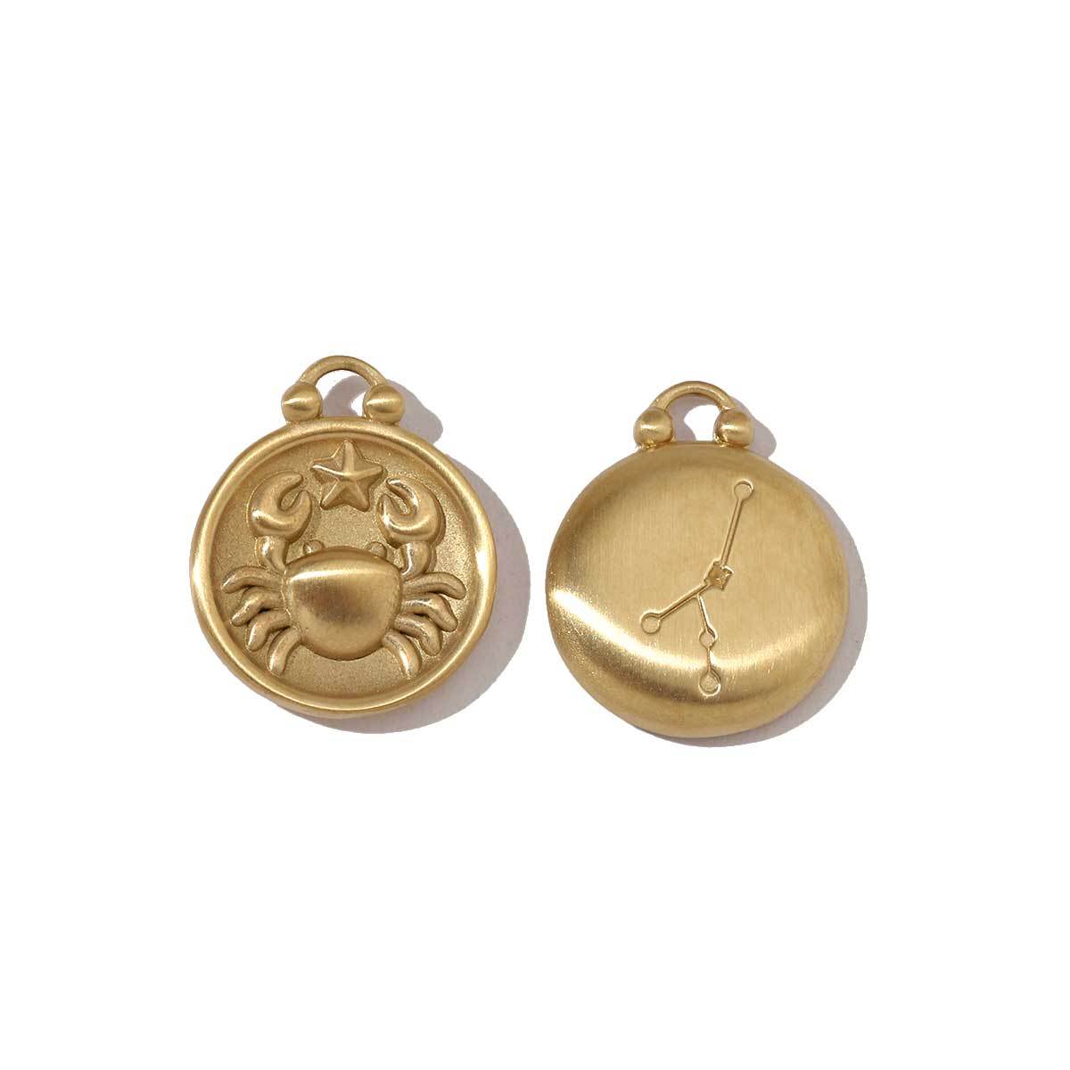 6pcs/pack Stainless Steel 18k Gold Color Round Twelve Zodiac Sagittarius Pendants For Necklace Making DIY Accessory