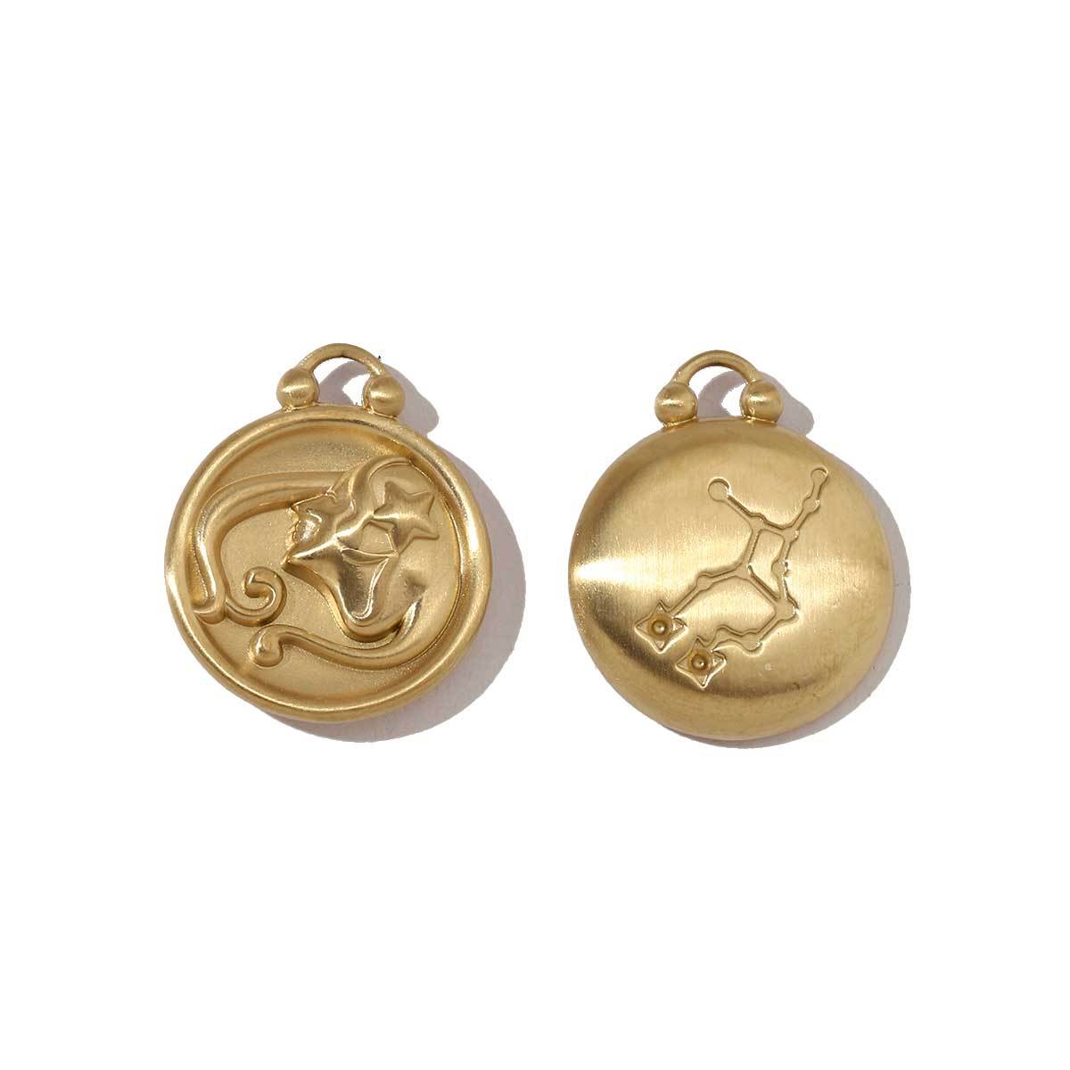 6pcs/pack Stainless Steel 18k Gold Color Round Twelve Zodiac Sagittarius Pendants For Necklace Making DIY Accessory