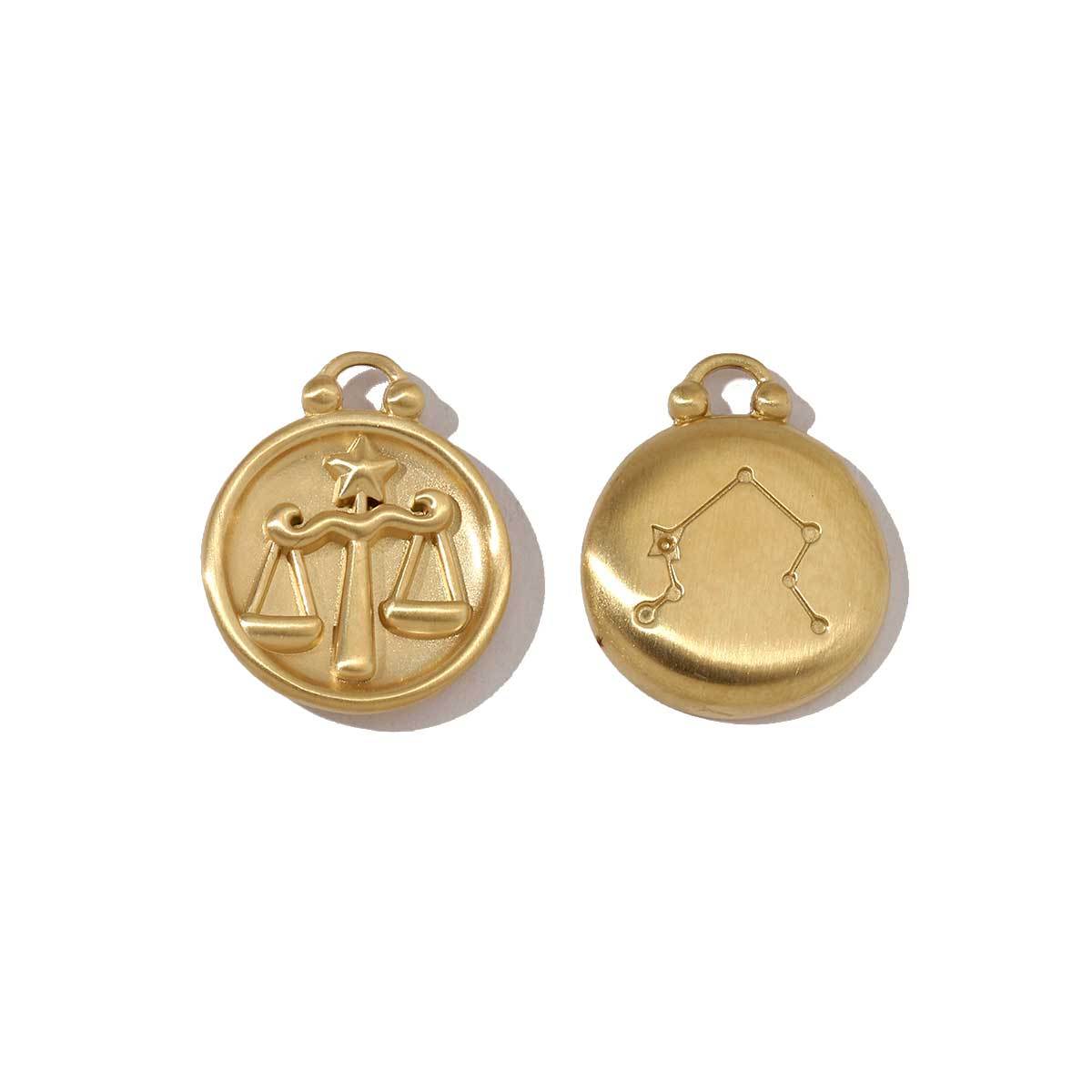 6pcs/pack Stainless Steel 18k Gold Color Round Twelve Zodiac Sagittarius Pendants For Necklace Making DIY Accessory