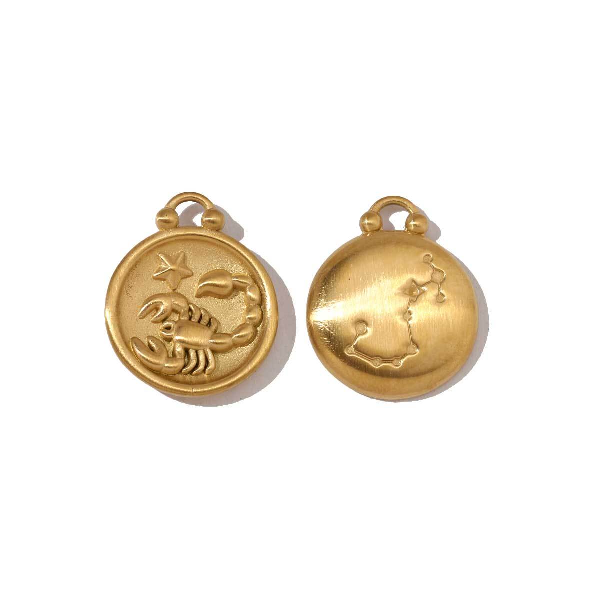 6pcs/pack Stainless Steel 18k Gold Color Round Twelve Zodiac Sagittarius Pendants For Necklace Making DIY Accessory