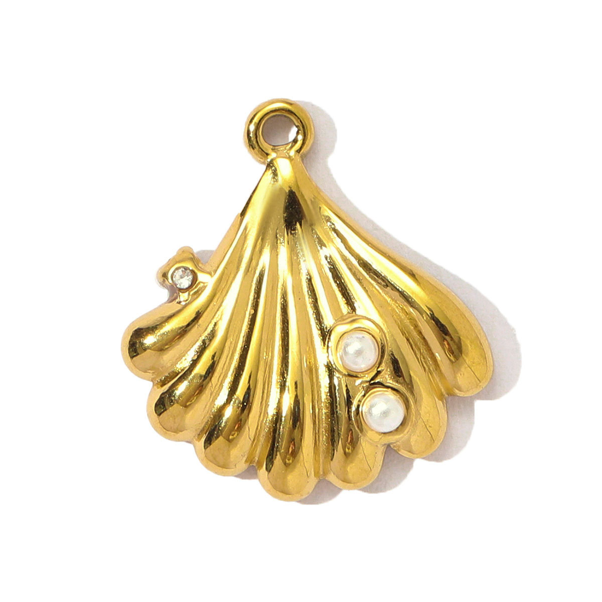 6pcs/pack Wholesale Stainless Steel Pearl Shell Snail DIY Charms Moon Sun Star Necklace Pendants Women Plam Sailboat Jewelry