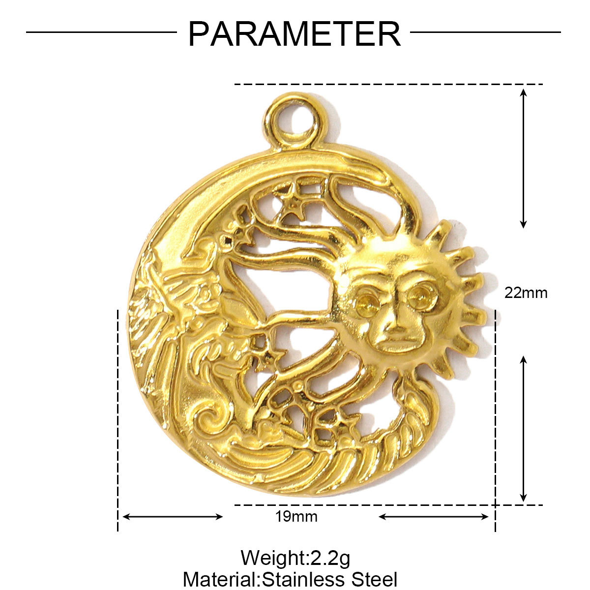6pcs/pack Wholesale Stainless Steel Pearl Shell Snail DIY Charms Moon Sun Star Necklace Pendants Women Plam Sailboat Jewelry