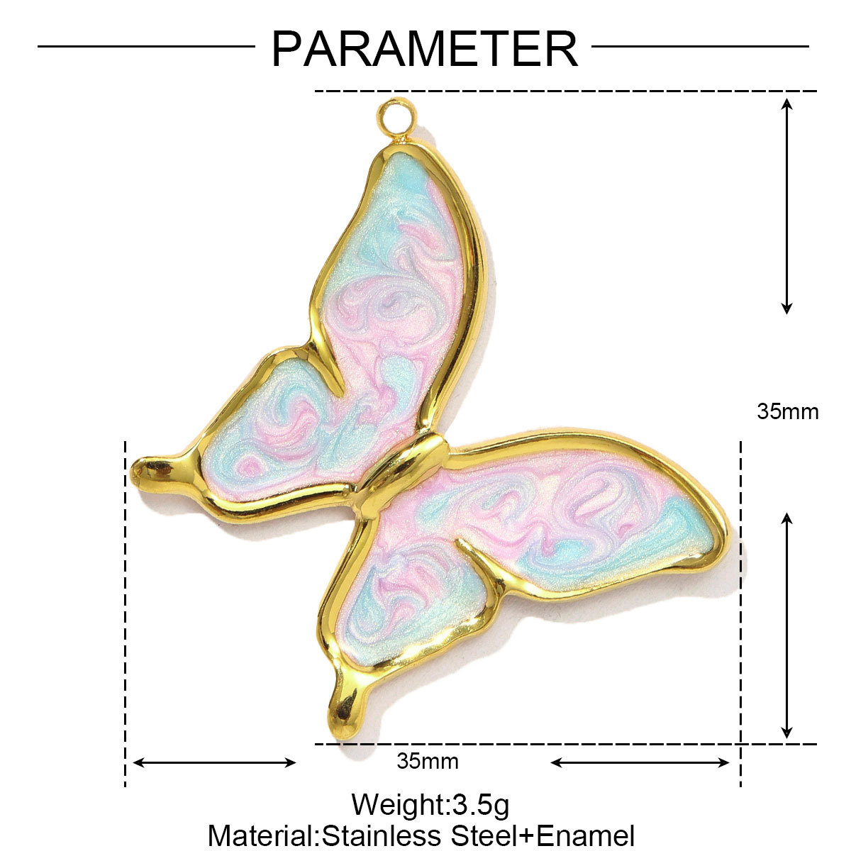 6pcs/pack Stainless Steel Enamel Gradient Butterfly DIY Earring Charms Painted Heart Necklace Pendants Women Star Bracelet Jewelry