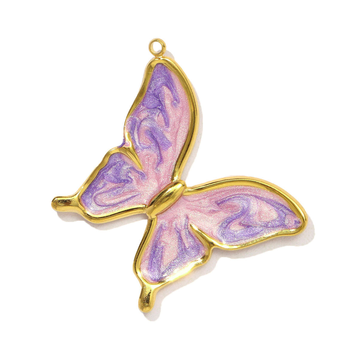 6pcs/pack Stainless Steel Enamel Gradient Butterfly DIY Earring Charms Painted Heart Necklace Pendants Women Star Bracelet Jewelry