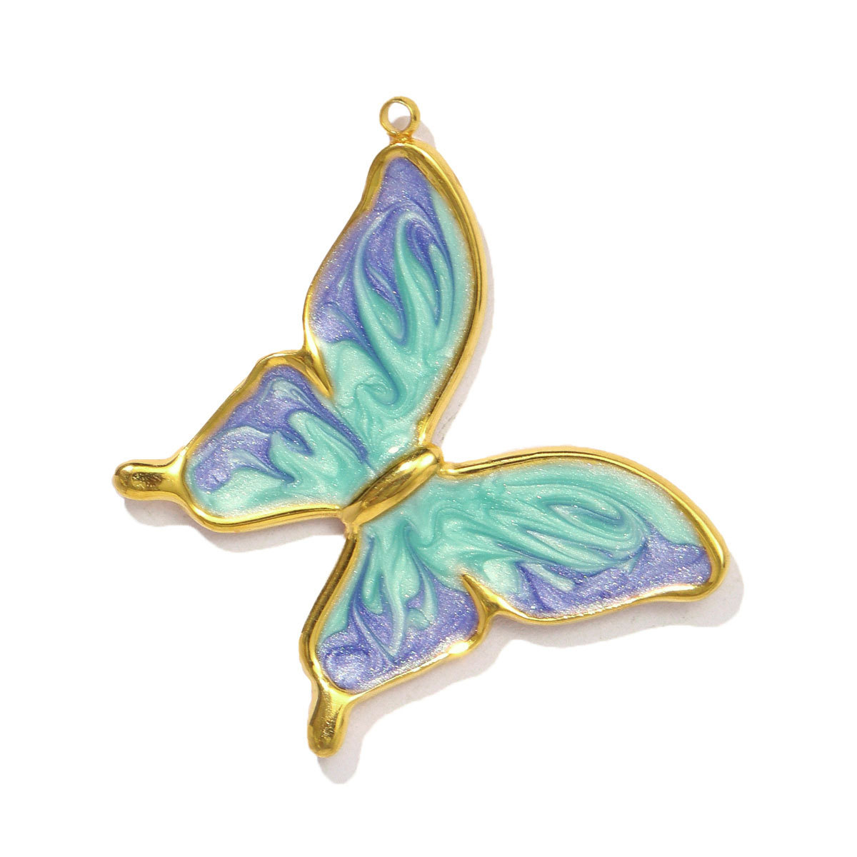 6pcs/pack Stainless Steel Enamel Gradient Butterfly DIY Earring Charms Painted Heart Necklace Pendants Women Star Bracelet Jewelry