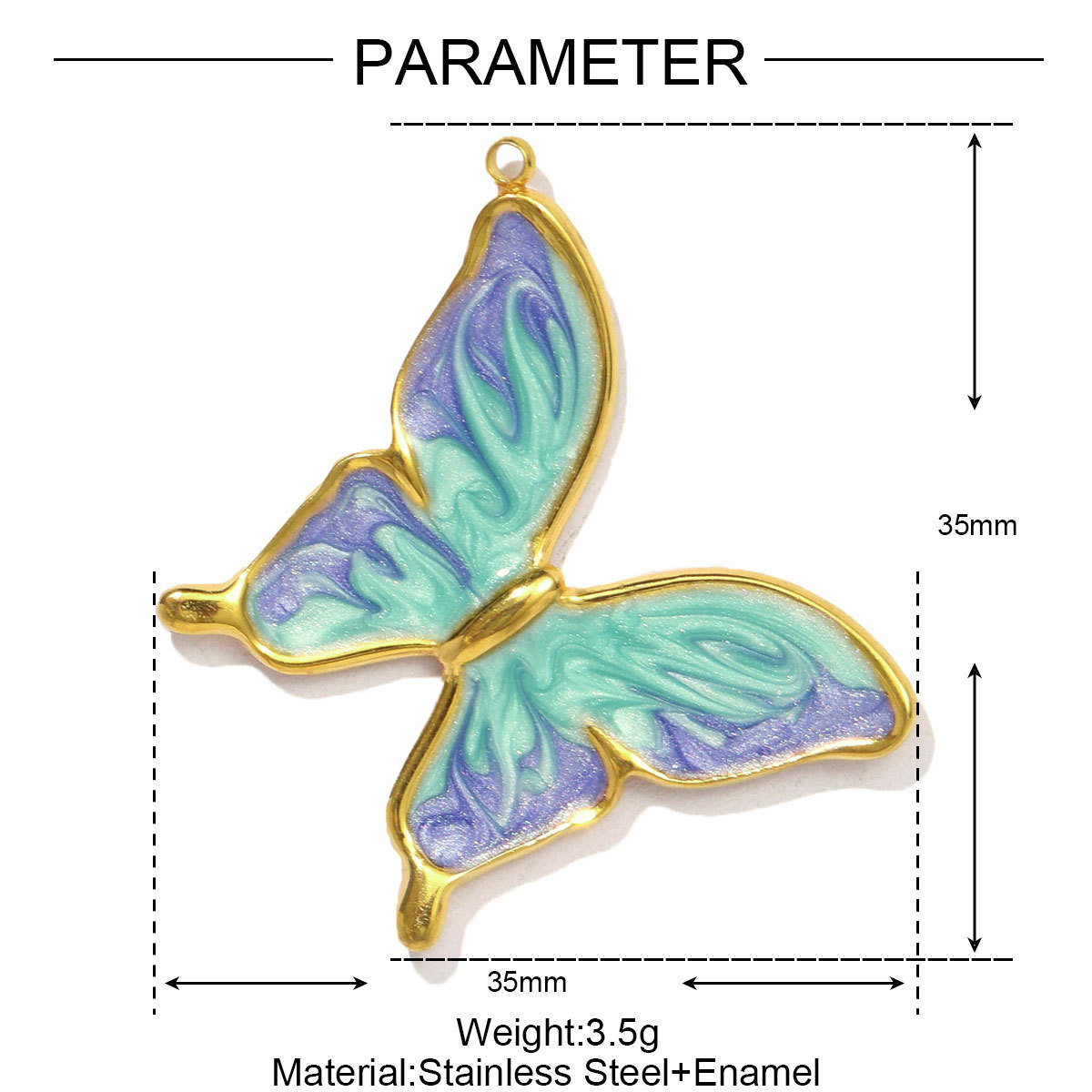 6pcs/pack Stainless Steel Enamel Gradient Butterfly DIY Earring Charms Painted Heart Necklace Pendants Women Star Bracelet Jewelry