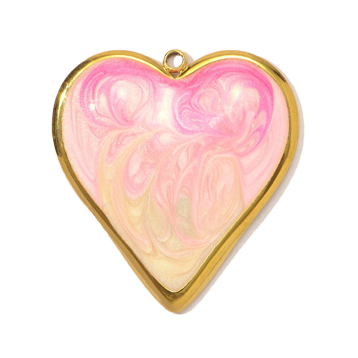 6pcs/pack Stainless Steel Gradient Enamel Heart DIY Earring Charms Colorful Love Necklace Pendants Women Jewelry Wholesale