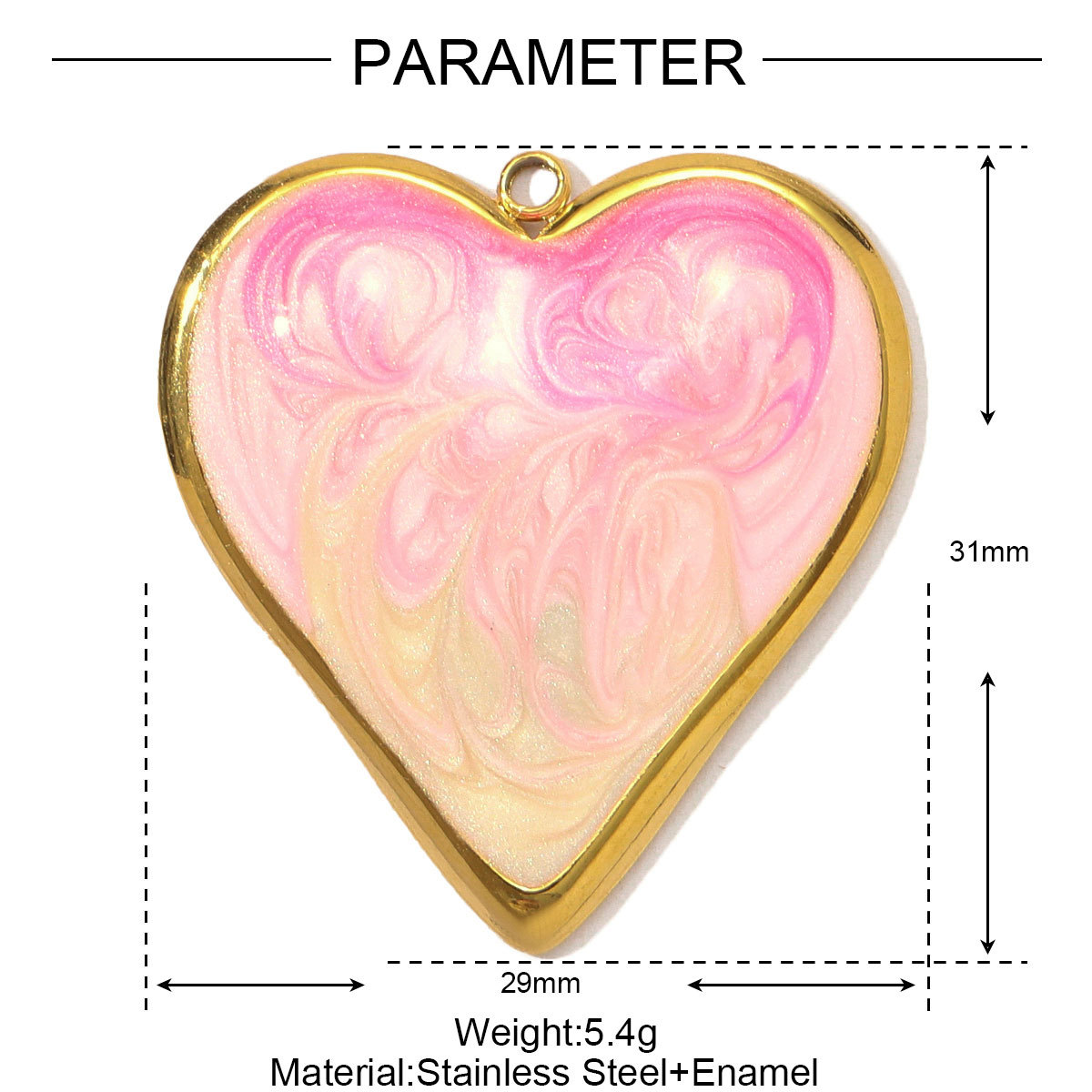 6pcs/pack Stainless Steel Gradient Enamel Heart DIY Earring Charms Colorful Love Necklace Pendants Women Jewelry Wholesale