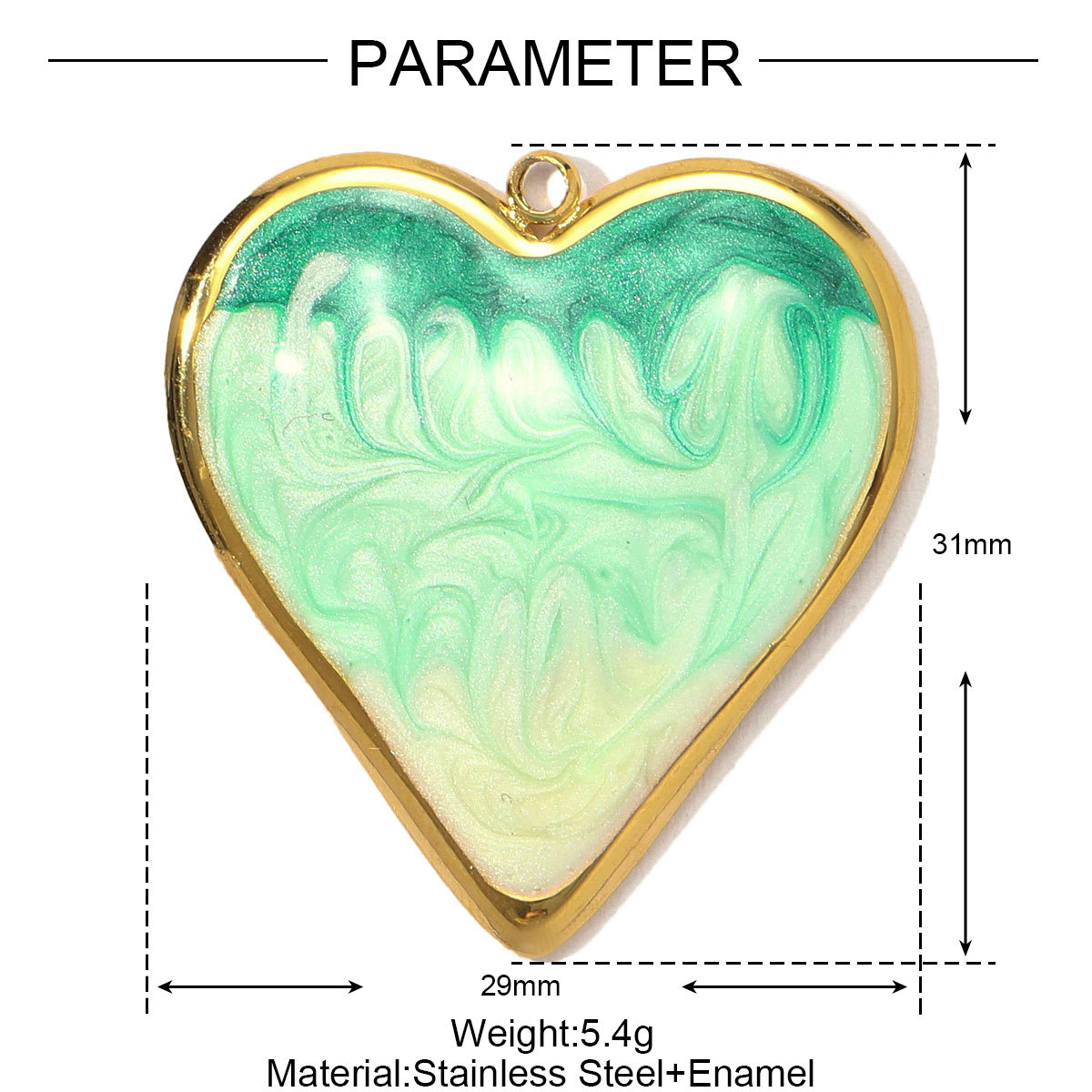 6pcs/pack Stainless Steel Gradient Enamel Heart DIY Earring Charms Colorful Love Necklace Pendants Women Jewelry Wholesale