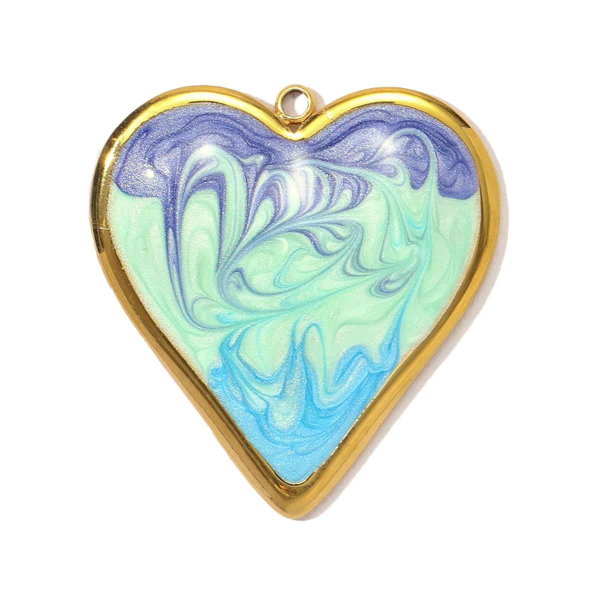 6pcs/pack Stainless Steel Gradient Enamel Heart DIY Earring Charms Colorful Love Necklace Pendants Women Jewelry Wholesale