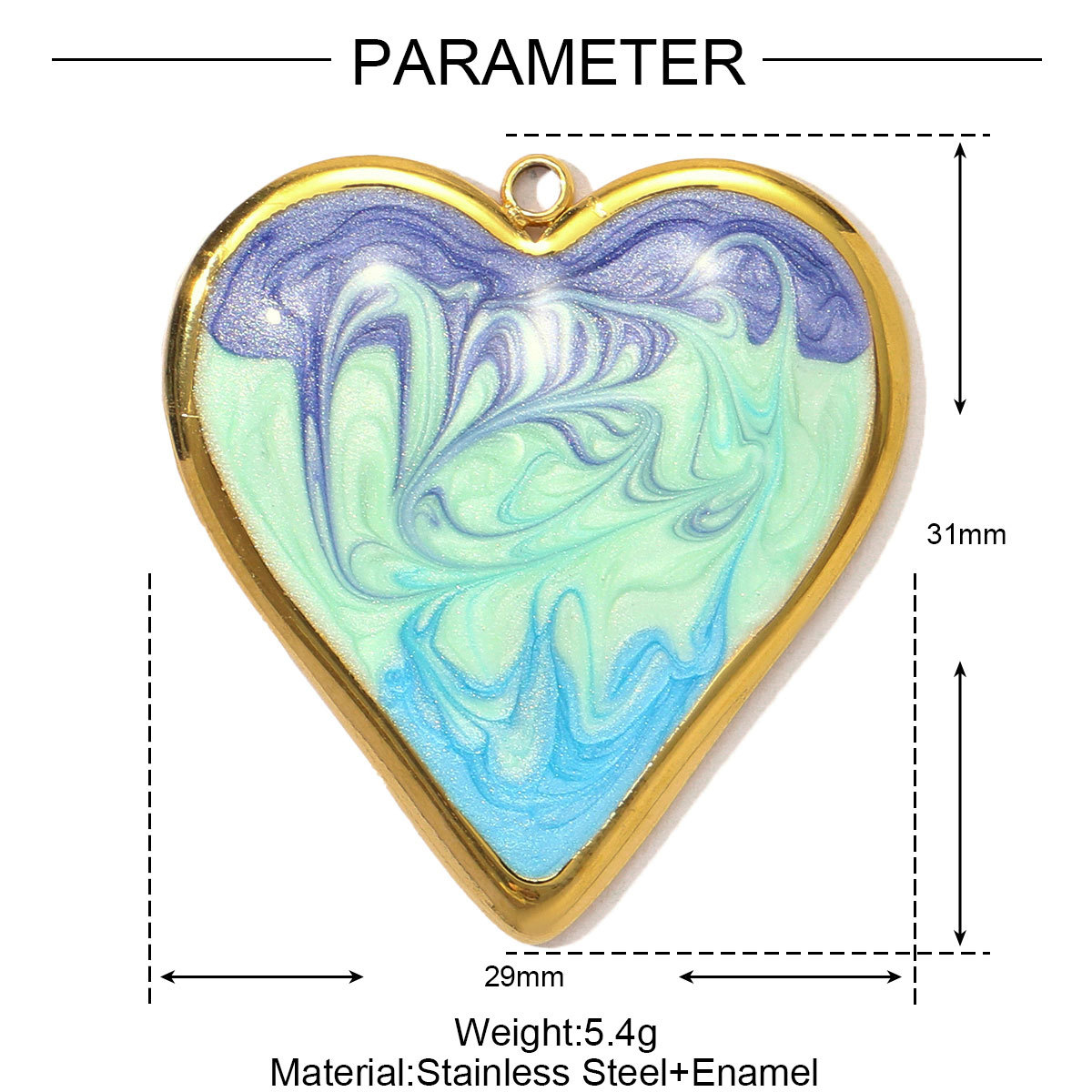 6pcs/pack Stainless Steel Gradient Enamel Heart DIY Earring Charms Colorful Love Necklace Pendants Women Jewelry Wholesale